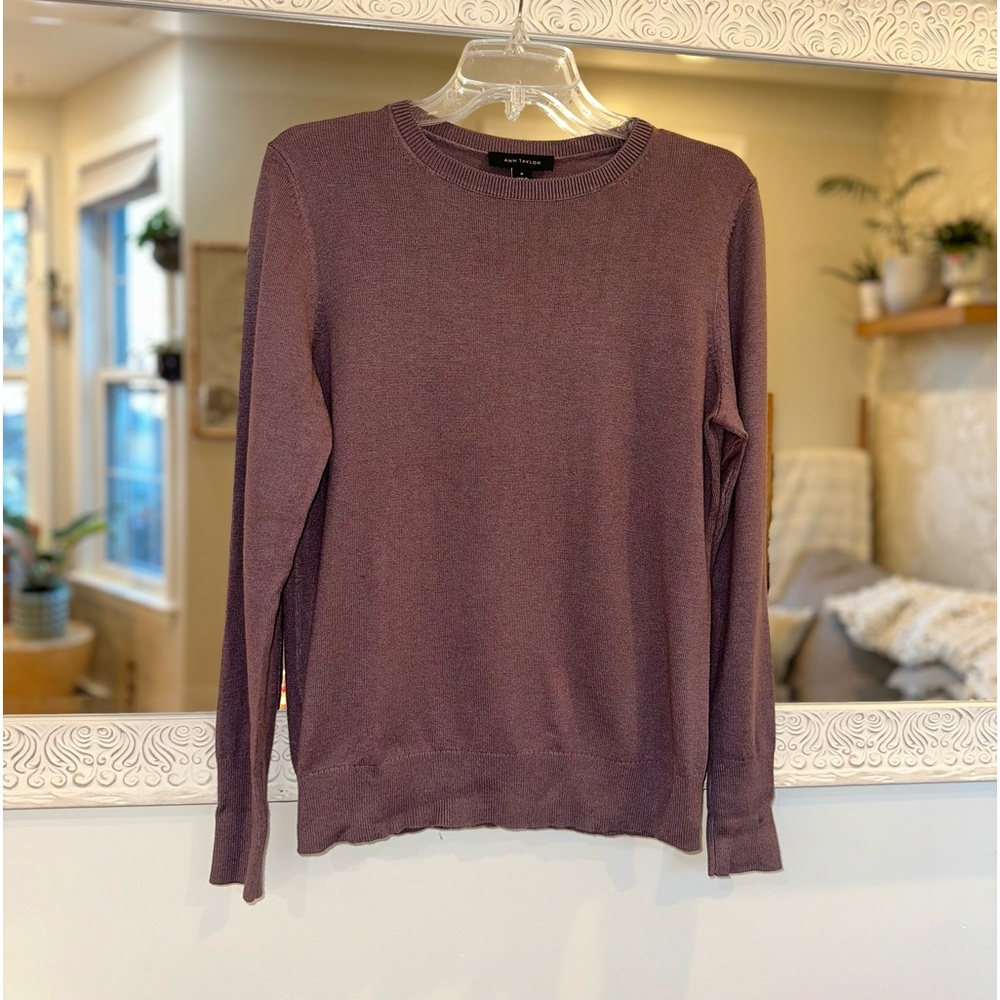 Ann Taylor Smokey Eggplant Purple Long Sleeve Sweater M